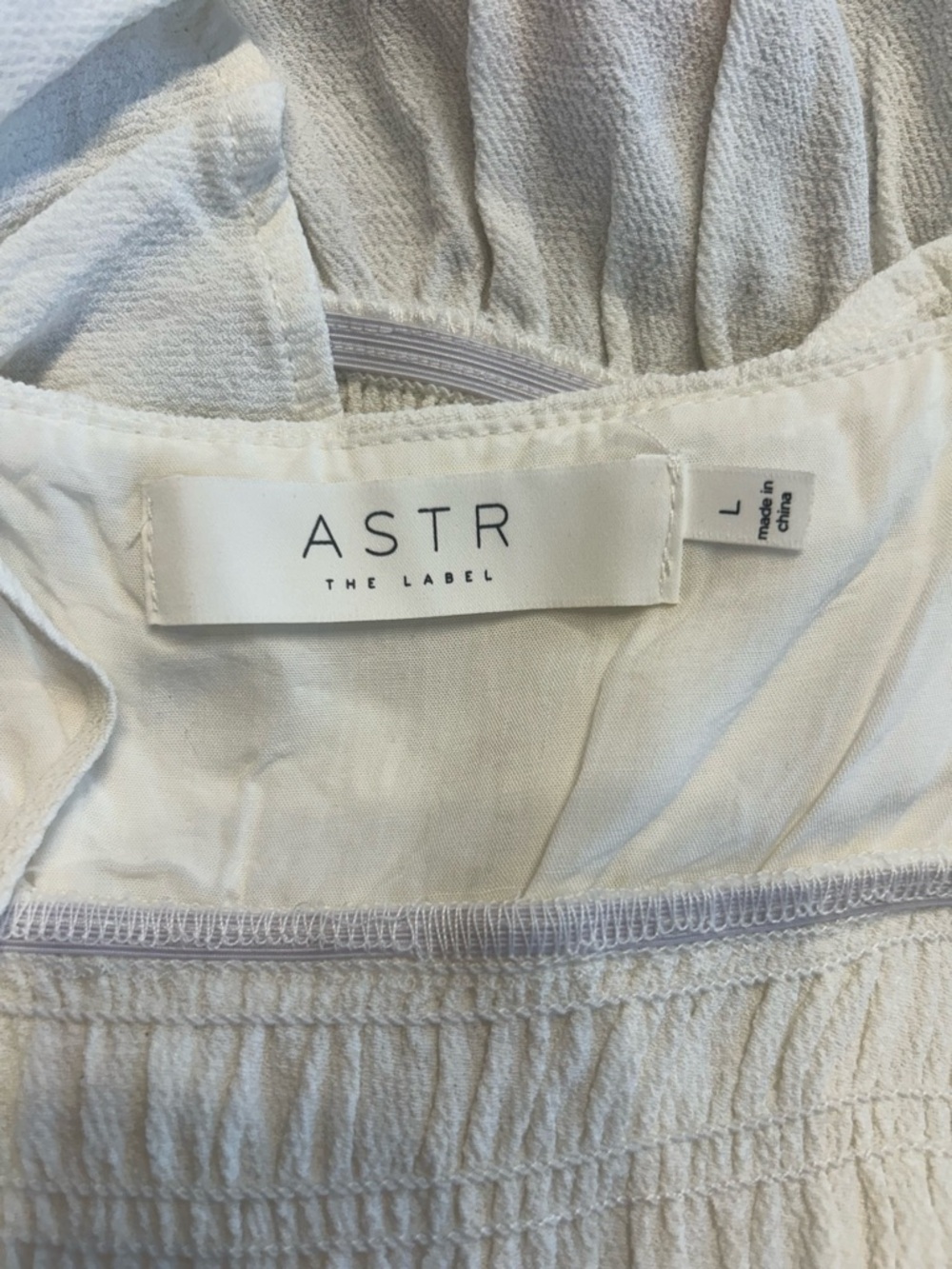 ASTR The Label Fiona White Smocked Ruffled Cami Top, Size Large - Picture 11 of 12